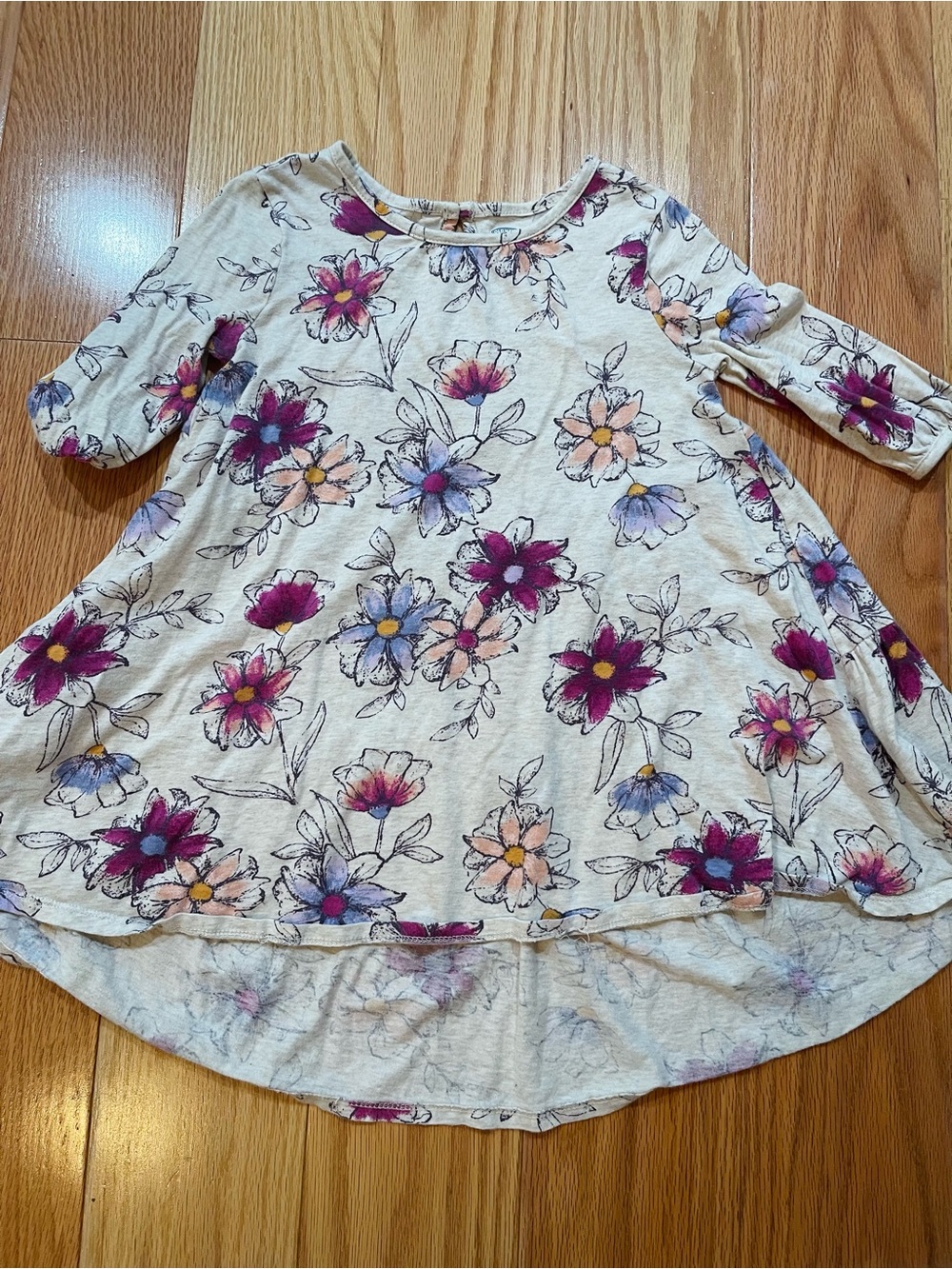Old Navy Cream Toddler Top with Purple and Peach Floral Print